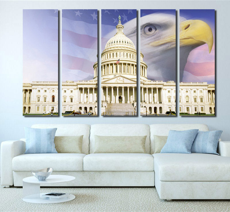 American Flag White House Bald Eagle Canvas Prints-076 (4)