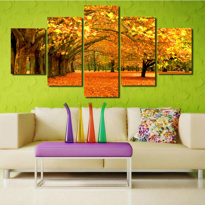 Autumn Park Tree Landscape Canvas Prints 5 Piece Mordern Wall Art-100 (2)