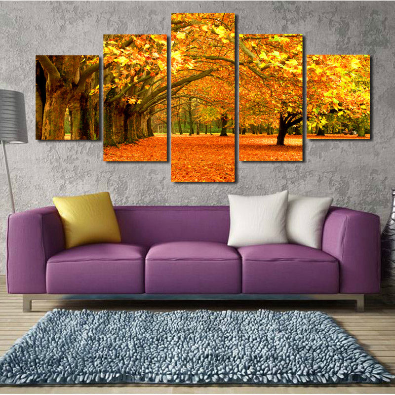 Autumn Park Tree Landscape Canvas Prints 5 Piece Mordern Wall Art-100 (3)