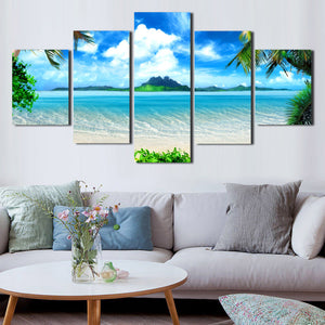 Beach Coco Tree View Canvas Picture 5 Panel Modern Prints Art-101 (4)