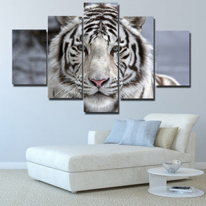 Black White Tiger Canvas Art Print Picture 5 Piece Animal Painting-125 (4)