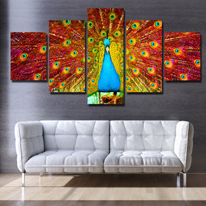 Canvas Prints Home Decor Painting 5 Panel Peacock Animal Wall Art-113 (1)