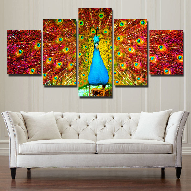Canvas Prints Home Decor Painting 5 Panel Peacock Animal Wall Art-113 (3)