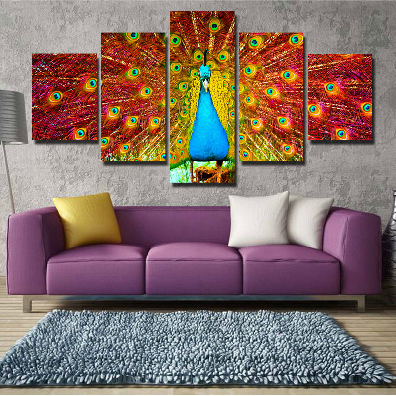 Canvas Prints Home Decor Painting 5 Panel Peacock Animal Wall Art-113 (4)