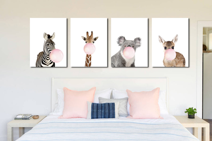 Chewing Gum Animal Hippie Kangaroo Zebra Koala Canvas Art Print-018 (2)