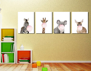 Chewing Gum Animal Hippie Kangaroo Zebra Koala Canvas Art Print-018 (3)
