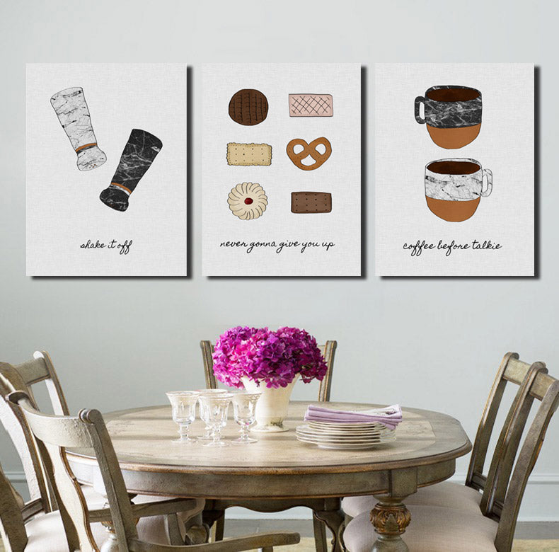 Cookies and Coffee Oil Painting Art Canvas Prints-010 (1)