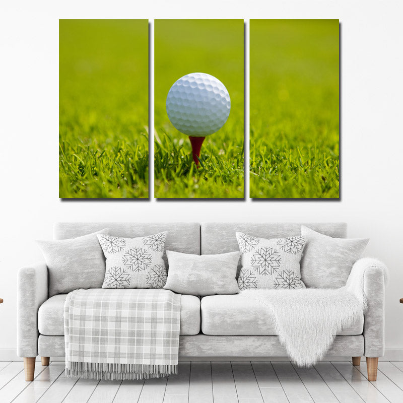  Golf Ball at Start 3 Panel Modern Canvas Picture Print Wall Art Decor-120 (1)