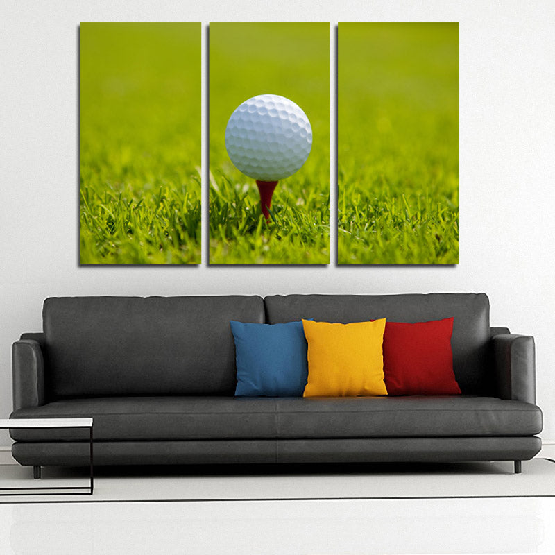  Golf Ball at Start 3 Panel Modern Canvas Picture Print Wall Art Decor-120 (3)