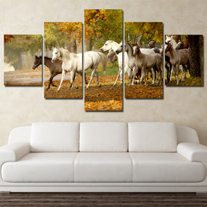 Herd of Horses Wall Art 5 Panel Canvas Print Poster Painting Picture-131 (4)