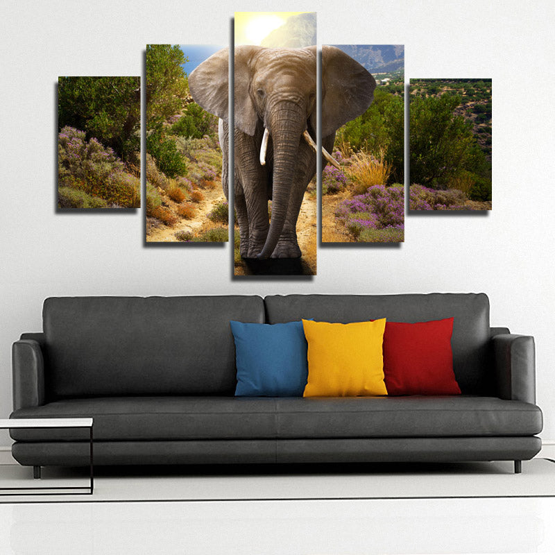 Home Decor Print Picture 5 Panel Animal Elephant Canvas Art-107 (3)