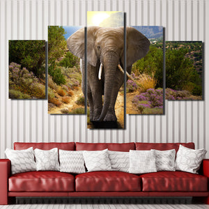 Home Decor Print Picture 5 Panel Animal Elephant Canvas Art-107 (4)