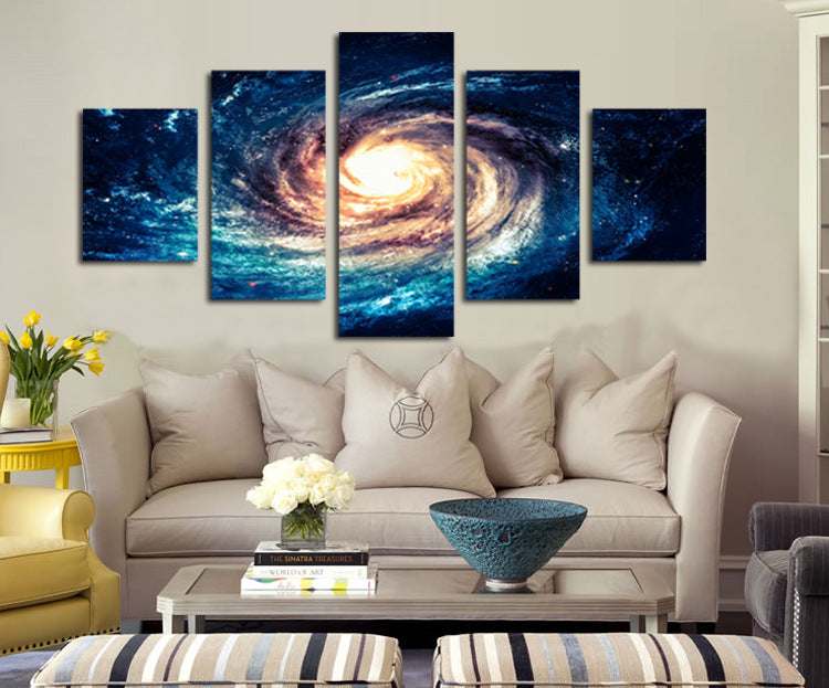 Modern 5 Panel Canvas Painting Universe Galaxy Picture Prints-065 (1)