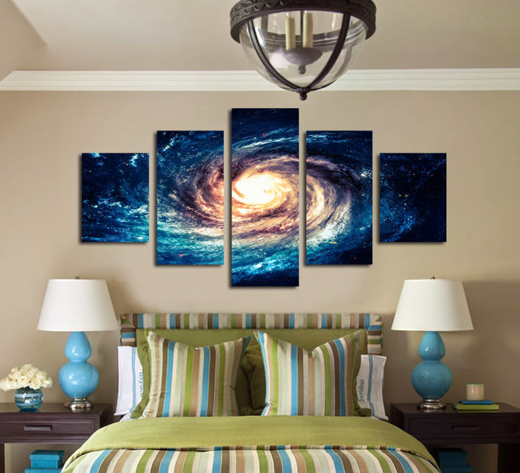 Modern 5 Panel Canvas Painting Universe Galaxy Picture Prints-065 (2)