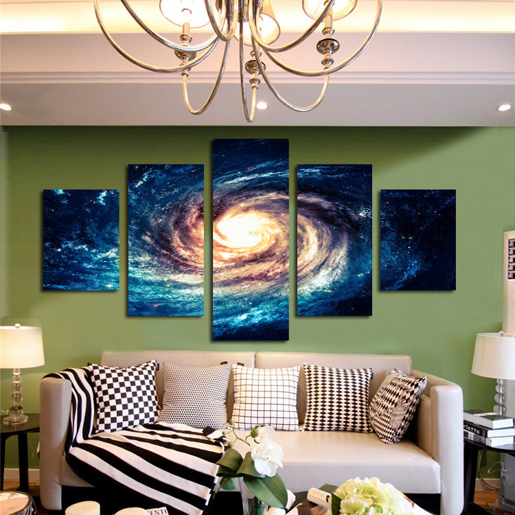 Modern 5 Panel Canvas Painting Universe Galaxy Picture Prints-065 (3)