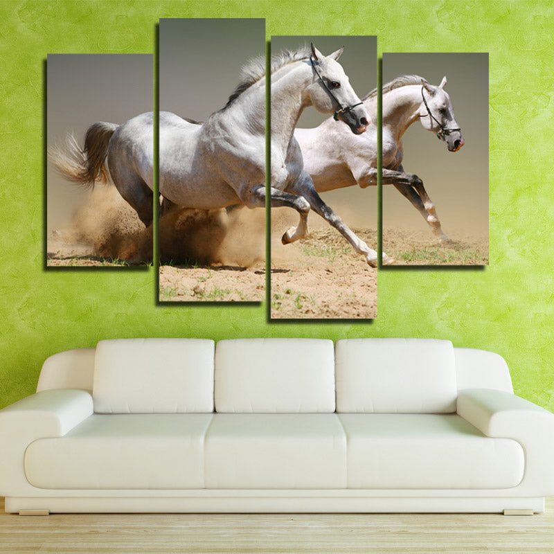 Running Horse Picture 4 Panel Animal Canvas Print Poster Wall Decor Art-135 (4)