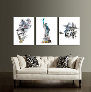 Statue of Liberty and City Canvas Wall Art Prints-009 (2)
