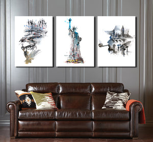 Statue of Liberty and City Canvas Wall Art Prints-009 (3)