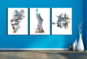 Statue of Liberty and City Canvas Wall Art Prints-009 (4)