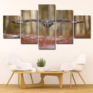 Strix Nebulosa Owl Print Picture Canvas Art 5 Panel Wall Painting- 132(4)