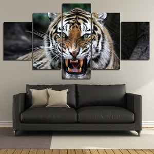 Tiger Roar Print Painting 5 Panel Modern Animal Canvas Picture Wall Art -124 (1)