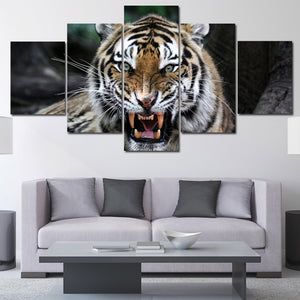 Tiger Roar Print Painting 5 Panel Modern Animal Canvas Picture Wall Art -124 (2)