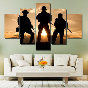 United States Army Rangers in Action 5 Panel Sunset Landscape Canvas Print Art-168 (1)