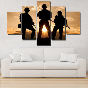 United States Army Rangers in Action 5 Panel Sunset Landscape Canvas Print Art-168 (2)