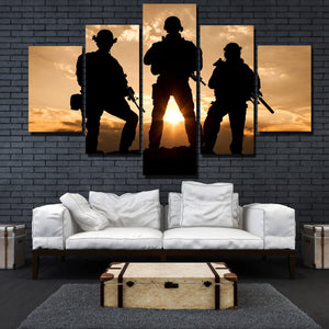 United States Army Rangers in Action 5 Panel Sunset Landscape Canvas Print Art-168 (3)