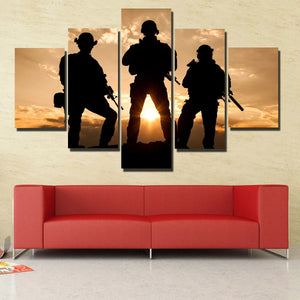 United States Army Rangers in Action 5 Panel Sunset Landscape Canvas Print Art-168 (4)
