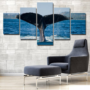Whale Tail Painting Picture 5 Panel Canvas Printed Seascape Wall Art-121 (3)