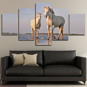White Horse Painting 5 Panel Modern Canvas Print Art Picture Decor-129 (4)