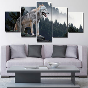 Wolf Hunting Poster 5 Piece Canvas Print Animal Picture-110 (1)