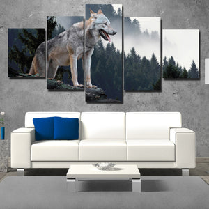 Wolf Hunting Poster 5 Piece Canvas Print Animal Picture-110 (2)