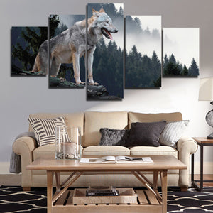Wolf Hunting Poster 5 Piece Canvas Print Animal Picture-110 (3)